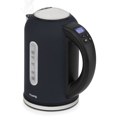 Bollitore programmabile - HKoeNIG - Boe56 - 1,7 L - 2200 W - Temperatura regolabile - Schermo LCD - Blu notte opaco e acciaio inossidabile