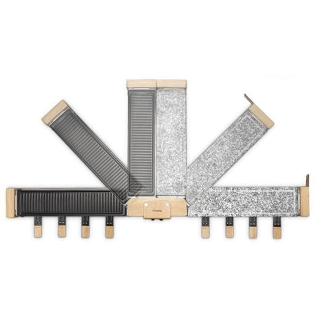 Macchina per raclette 3 in 1 WOD360 HKoeNIG: raclette + pietra refrattaria + griglia - 8 persone - Superficie di cottura 41,5 x 21,2 cm - 1400 W