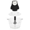 Mini tritatutto elettrico - H.Koenig - LEO8 - 320 W - Ciotola in vetro da 1 L - Lame in acciaio inossidabile - Nero opaco e cromato