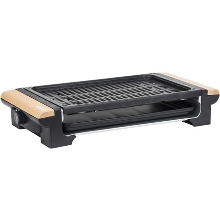H.KoeNIG - RP320 - Griglia 2 in 1 - Funzione cottura pietra e funzione griglia - 37 x 23 cm - Manici in legno - 1300 W
