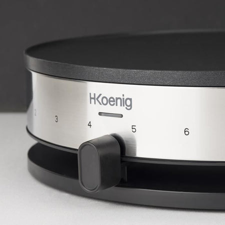 HKoeNIG KREP29 Crepiere 33cm - Temperatura fino a 230 C - 1300W - Rivestimento antiaderente - Indicatore di riscaldamento - Cinturino in acciaio inossidabile