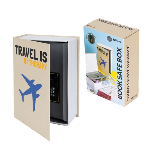 FISURA Cassaforte a forma di libro con scritta Travel is my therapy