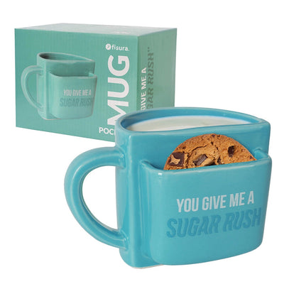 FISURA Tazza con portabiscotto e scritta You give me a sugar rush