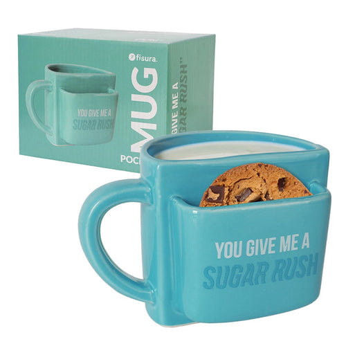 FISURA Tazza con portabiscotto e scritta You give me a sugar rush