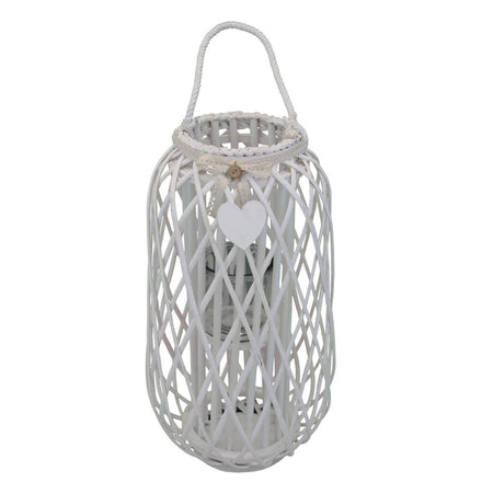 GENEVIEVE - lanterna in vimini tondo 34x76 Bianco