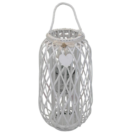 GENEVIEVE - lanterna in vimini tondo 31x66 Bianco
