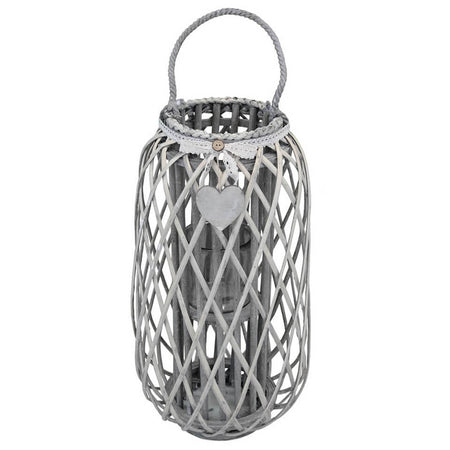GENEVIEVE - lanterna in vimini tondo 31x66 Grigio