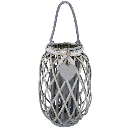 GENEVIEVE - lanterna in vimini tondo 28x45 Grigio