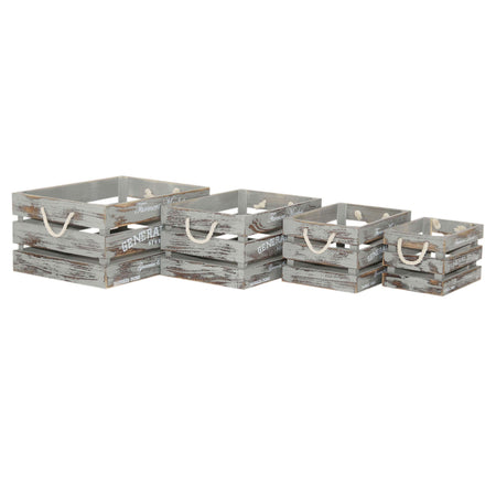JOSE - set di 4 cassette in legno Grigio
