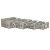 ELIAS - set di 4 cassette in legno Grigio