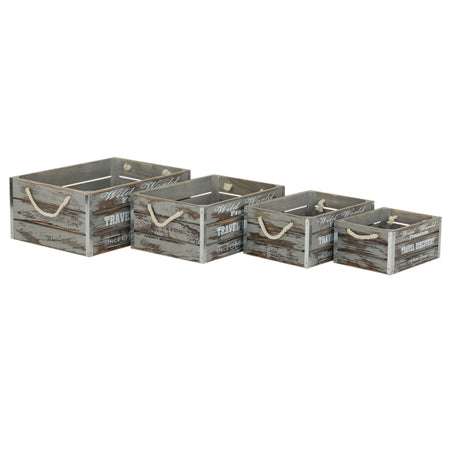 GREYSON - set di 4 cassette in legno Grigio