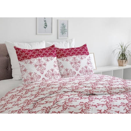 Parure copripiumino 220x240 cm HOME LINGE PASSION FRISE: Copripiumino + 2 federe - 100% Cotone 57 fili - Bordeaux