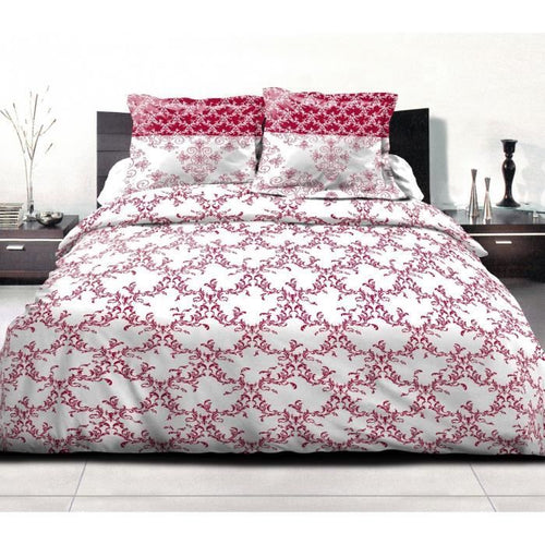 Parure copripiumino 220x240 cm HOME LINGE PASSION FRISE: Copripiumino + 2 federe - 100% Cotone 57 fili - Bordeaux