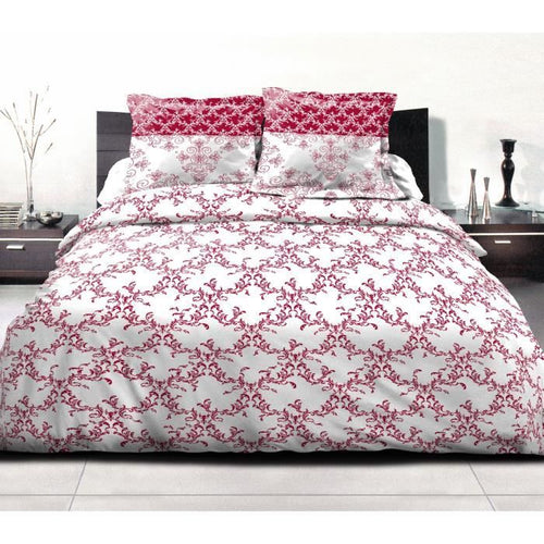 Set copripiumino 240x260 cm HOME LINGE PASSION FRISE: Copripiumino + 2 federe - 100% Cotone 57 fili - Bordeaux