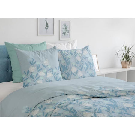 HOME LINGE PASSION Set copripiumino Floral Storm - 3 pezzi - 240 x 260 cm - 100% cotone 57 fili - Blu