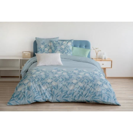 HOME LINGE PASSION Set copripiumino Floral Storm - 3 pezzi - 240 x 260 cm - 100% cotone 57 fili - Blu