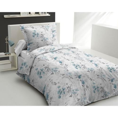 Completo copripiumino - HOME LINGE PASSION - POMPADOUR - 100% Cotone - 140x200 cm - Bianco/Fiore