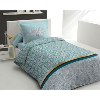 Set copripiumino 140x200 cm HOME LINGE PASSION LOUXOR: Copripiumino + 1 federa - 100% Cotone 57 fili - Verde smeraldo