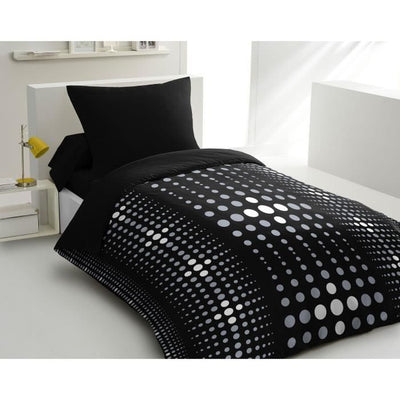 Set di piumini a microfibra Steevy - 1 copertura piumone 140x200 cm + 1 federa 63x63 cm - nero - passione di lino domestica