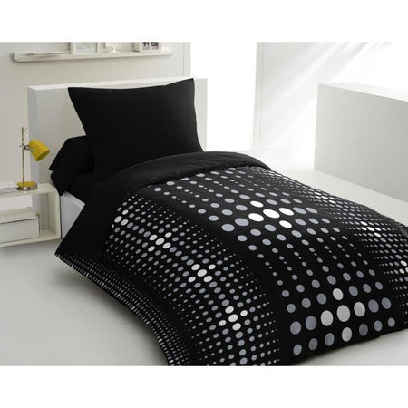 Set di piumini a microfibra Steevy - 1 copertura piumone 140x200 cm + 1 federa 63x63 cm - nero - passione di lino domestica