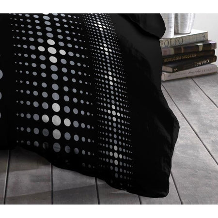 Set di piumini a microfibra Steevy - 1 copertura del piumone 240x260 cm + 2 federe 63x63 cm - nero - passione di lino domestica