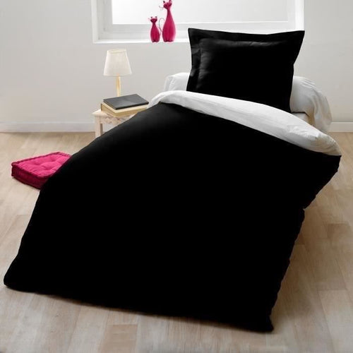 Completo Copripiumino per 1 persona - 140x200 cm - 100% Cotone - Bicolore Bianco e Nero