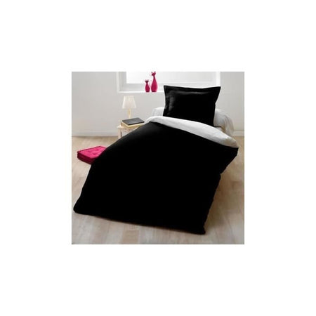 Completo Copripiumino per 1 persona - 140x200 cm - 100% Cotone - Bicolore Bianco e Nero