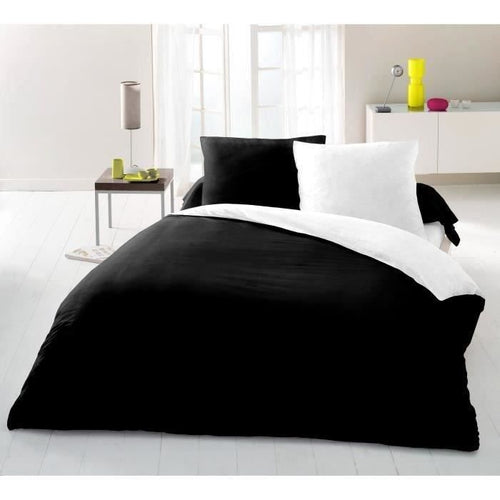 Completo copripiumino matrimoniale - 240x260 cm - 100% Cotone - Bicolore Bianco e Nero