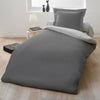 Completo copripiumino per 1 persona - 140x200 cm - 100% Cotone - Bicolore grigio chiaro e scuro