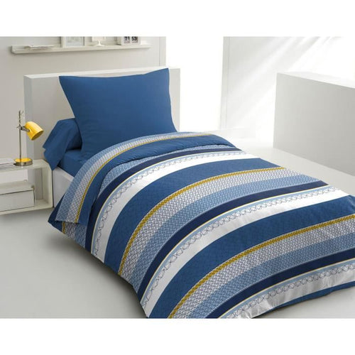 Set copripiumino in microfibra HOME PASSION STANIS - 1 copripiumino 140 x 200 cm + 1 federa 63 x 63 cm - Blu