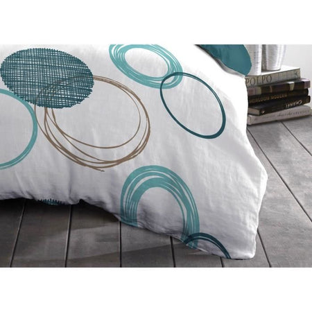 HOME LINGE PASSION Parure copripiumino Audace - piumino 220 x 240 cm + 2 federe 63x63 cm - Blu anatra