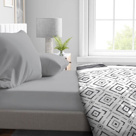 Lenzuolo con angoli - HOME LINGE PASSION - HP71765 - 140 x 190 cm + cuffia 30 cm - Microfibra - 82 g - Grigio chiaro