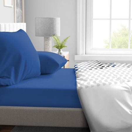 Lenzuolo con angoli - HOME LINGE PASSION - HP71767 - 140 x 190 cm + cuffia 30 cm - Microfibra - 82 g - Blu