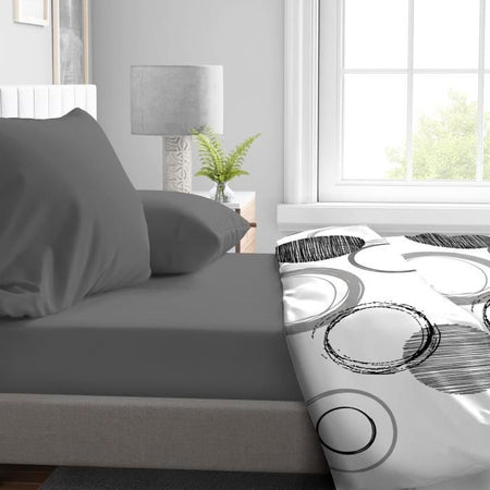 Lenzuolo con angoli - HOME LINGE PASSION - HP71770 - 160 x 200 cm + cuffia 30 cm - Microfibra - 82 g - Grigio antracite