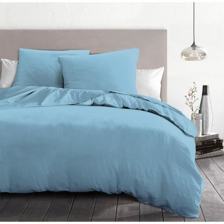 Set copripiumino 3 pezzi - HOME LINGE PASSION - HP72066 - Microfibra 82 g - 240 x 260 cm - Azzurro cielo