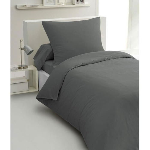 Completo copripiumino 2 pezzi - HOME LINGE PASSION - HP72077 - Microfibra 82 g - 140 x 200 cm - Grigio antracite