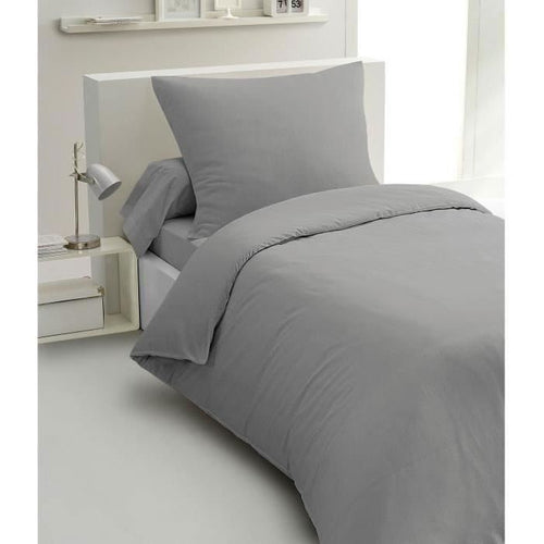 Set copripiumino 2 pezzi - HOME LINGE PASSION - HP72080 - Microfibra 82 g - 140 x 200 cm - Grigio chiaro
