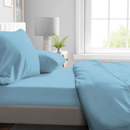 Lenzuolo con angoli - HOME LINGE PASSION - HP72122 - Microfibra 82 g - 160 x 200 cm - Tasca 30 cm - Azzurro cielo