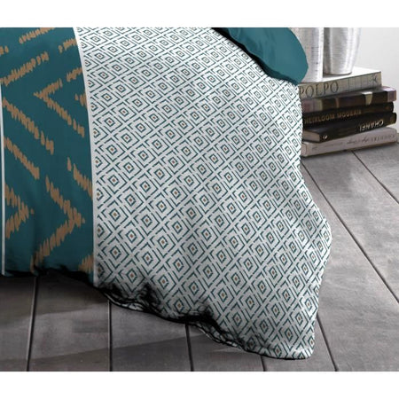 Copripiumino in microfibra ETHNO 220x240cm e 2 federe 63x63cm Duck Blue