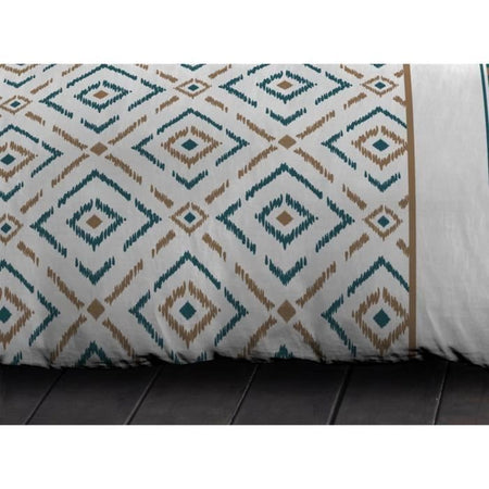 Copripiumino in microfibra ETHNO 220x240cm e 2 federe 63x63cm Duck Blue