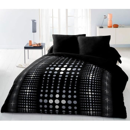 Copripiumino STEEVY in microfibra 220x240 cm e 2 federe 63x63 cm Nero
