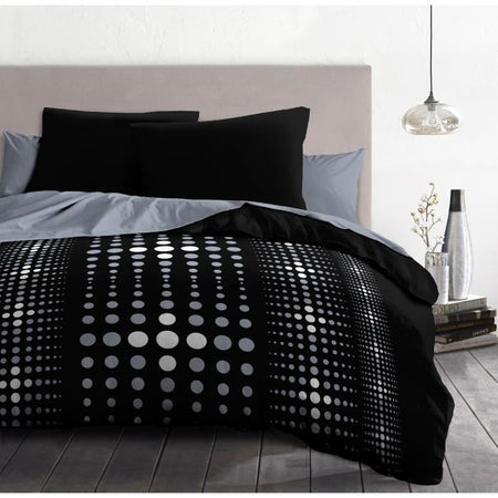 Copripiumino STEEVY in microfibra 220x240 cm e 2 federe 63x63 cm Nero