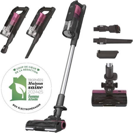 Scopa senza fili - HOOVER HF920H - 65 AW - 86 dBA - Schermo LED - Rosa / Grigio