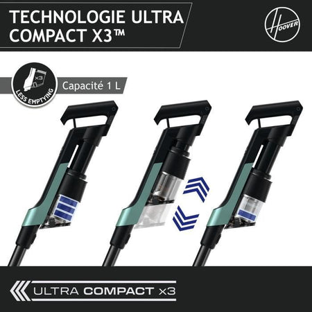 Scopa senza fili - HOOVER HF201P - Ultraleggera, potente 50AW, turbospazzola speciale per animali domestici, tecnologia ultra compatta x3
