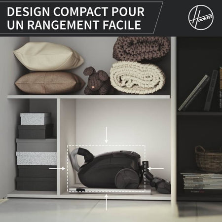 HOOVER HE1 - Aspirapolvere a bidone con sacco Compatto e Potente - Grande Capacità 2,5 L - Alte prestazioni su Pavimenti Duri e Tappeti