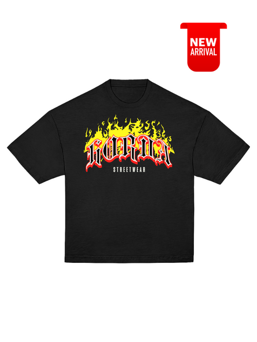 T-shirt nera 100% Cotone Horda Flame