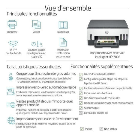 Stampante con serbatoio d'inchiostro a colori All-in-One HP Smart Tank 7005