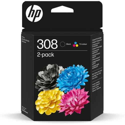 Confezione da 2 cartucce d'inchiostro originali HP 308 nero e tricromia (6L6S6UE) per HP Envy 6110, 6120, 6130, 6520, 6530