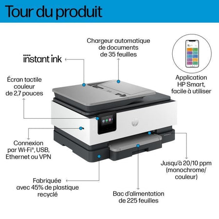 HP OfficeJet Pro 8124e - Stampante All-in-One - Getto d'inchiostro a colori con 3 mesi di Instant Ink incluso con HP+