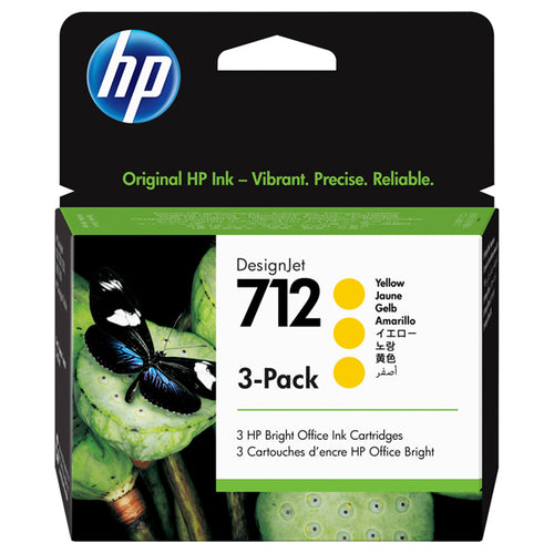 Confezione Da 3 Cartucce Di Inchiostro Hp Giallo Designjet Hp 712 Da 29 Ml